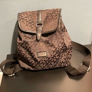 Tommy Hilfiger Black Satchel Monogram Backpack